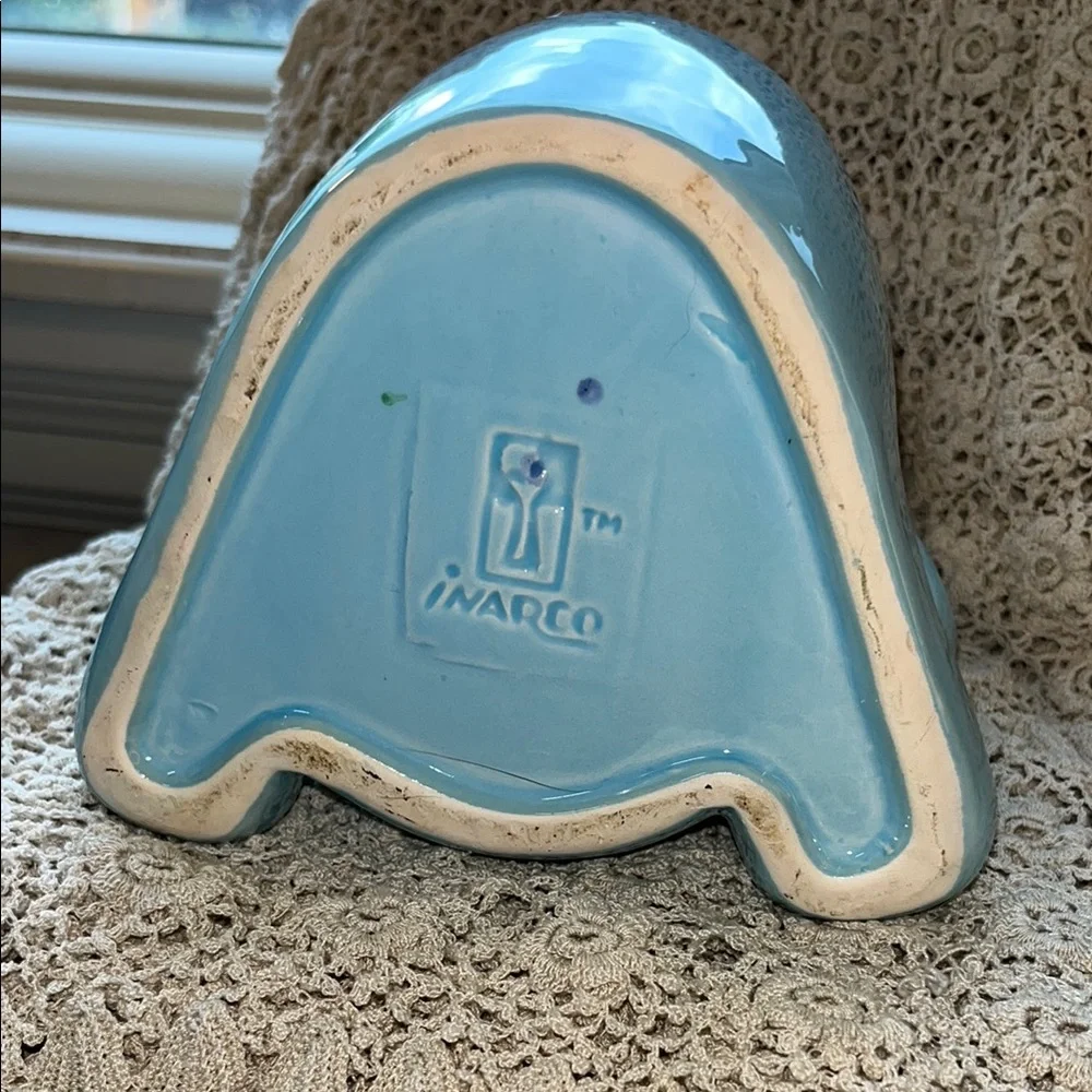 Vintage Blue Inarco Ceramic Bear Planter‎ Nursery Figurine